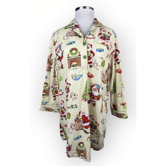 Nick & Nora Christmas Santa Themed Flannel Cotton Nightgown Holiday PJ's XXL - Picture 14 of 14